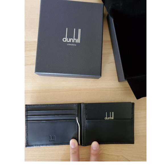 NWT - DUNHILL Black Leather Wallet with Money Clip - Picture 4 of 11